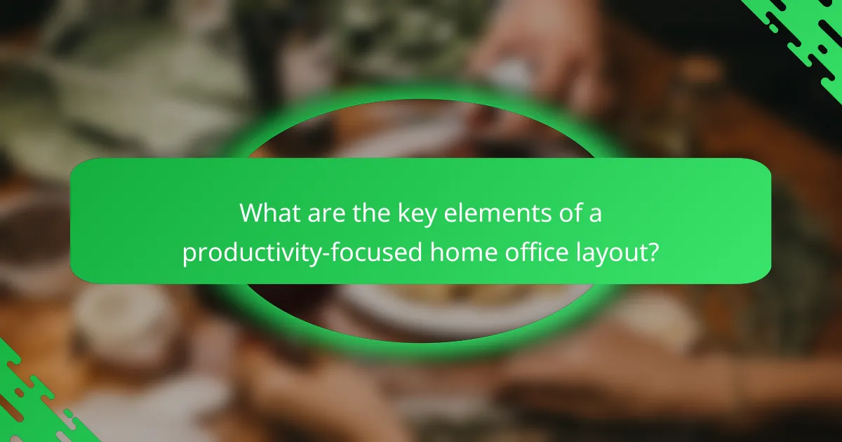 What are the key elements of a productivity-focused home office layout?